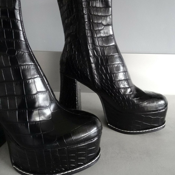 Platform Leather Ankle Boots us8/eur39 - Picture 9 of 16